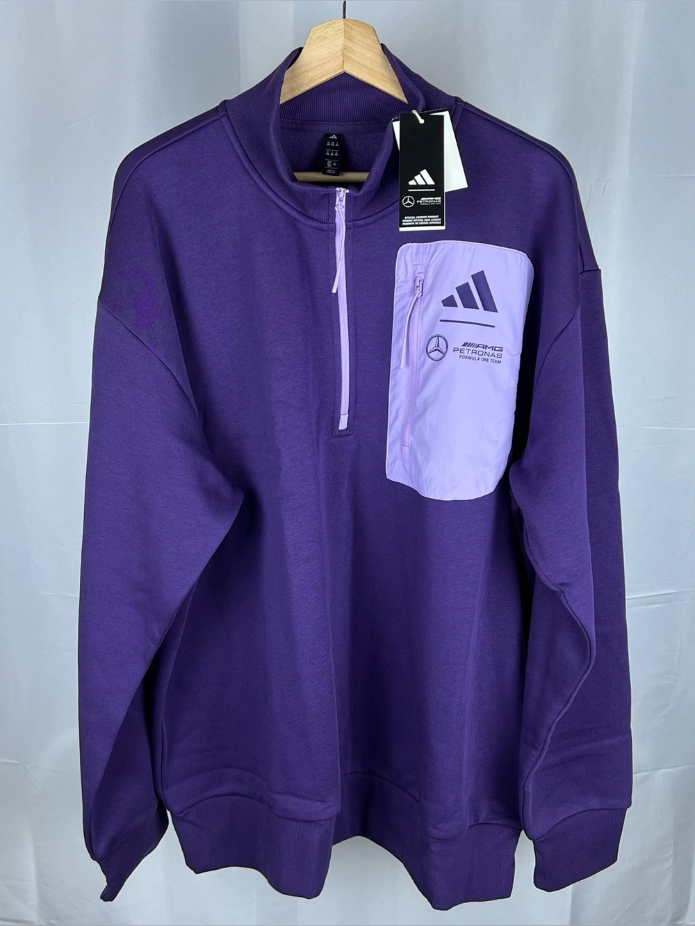 adidas Mercedes AMG Petronas F1 1/4 Zip Pullover Purple JX8815 Men’s L NWT Large